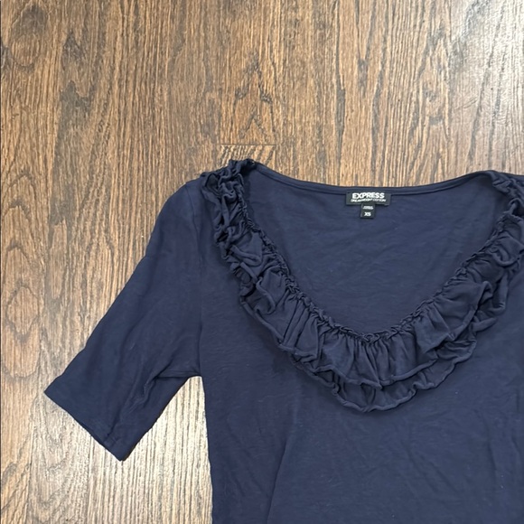 Express Navy Ruffled Top - Picture 3 of 7